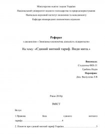 Реферат: Види зовнішньоекономічної діяльності