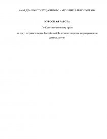 Реферат: Правительство РФ как высший орган исполнительной власти