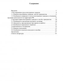 Дипломная работа: Особенности законодательного регулирования труда иностранных граждан на территории Российской Федерации