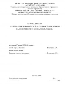 Курсовая работа: Проблемы экономической безопасности России в условиях перехода к рынку