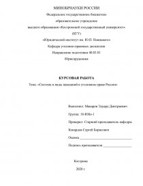 Дипломная работа: Классификация наказаний по Уголовному праву России