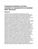 Совершенствование системы контроля на предприятии на примере ООО "Балткам"